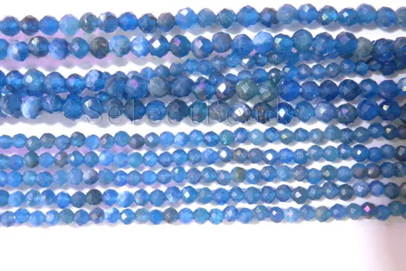Blue Apatite Small Beads - Natural Apatite Spacer Beads - 2mm Apatite Beads - 3mm Apatite Gemstone - 4mm Apatite Stones - 15 Inch