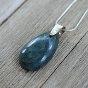 Shop Apatite Pendants! Blue Apatite Pendant – Natural Hand Polished Semi Precious Stone – Sterling Silver – Choice of Chain | Natural genuine Apatite pendants. Buy crystal jewelry, handmade handcrafted artisan jewelry for women.  Unique handmade gift ideas. #jewelry #beadedpendants #beadedjewelry #gift #shopping #handmadejewelry #fashion #style #product #pendants #affiliate #ad