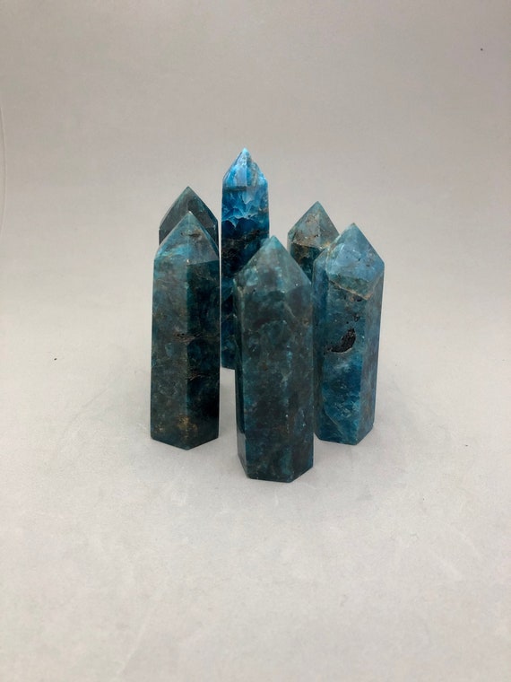 Blue Apatite Crystal Point (3 - 3 1/2" Tall) For Mediation, Psychic Development  & Auric Protection, Crystal Magic, Throat Chakra Crystal