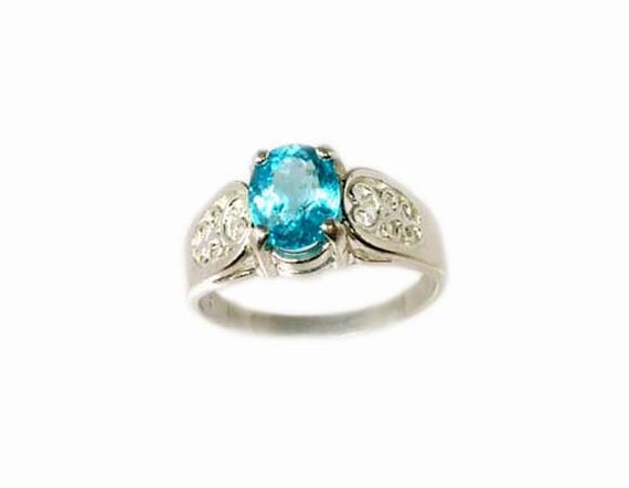 Neon Blue Apatite Ring 19th Century Antique Gemstone Apatite Greek Goddess Politicians Pandora Box Rare Gemstone Sterling Silver Ring #60682