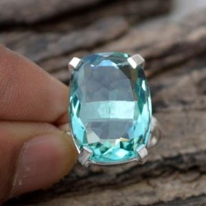 Apatite Quartz Ring, Cushion Cut Apatite Ring, 925 Sterling Silver Ring, Quartz Gift Ring, Prong Set Apatite Quartz Ring, Quartz Ring | Natural genuine Gemstone rings, simple unique handcrafted gemstone rings. #rings #jewelry #shopping #gift #handmade #fashion #style #affiliate #ad