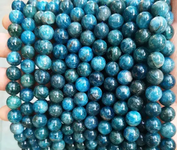 Natural Aa Blue Apatite Smooth Round Beads,6mm 8mm 10mm 12mm Blue Apatite Beads Wholesale Supply,one Strand 15"