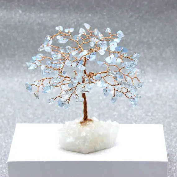 Crystal Tree, Aquamarine Tree, Crystal Cluster Tree, Aquamarine Wire Sculpture Tree Of Life, Blue Gemstone Tree,bonsai Tree,small Desk Decor