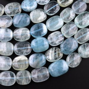 AAA Natural Blue Aquamarine Beads Smooth Rounded Rectangle Oval Nuggets High Quality Gemstone 15.5" Strand | Natural genuine beads Array beads for beading and jewelry making.  #jewelry #beads #beadedjewelry #diyjewelry #jewelrymaking #beadstore #beading #affiliate #ad