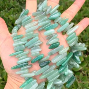 Shop Aventurine Bead Shapes! 1 Strand/15" Natural Green Aventurine Healing Gemstone 7-23mm Teardrop Pendant Drop Bead Spike Stick for Necklace Earrings Jewelry Making | Natural genuine other-shape Aventurine beads for beading and jewelry making.  #jewelry #beads #beadedjewelry #diyjewelry #jewelrymaking #beadstore #beading #affiliate #ad