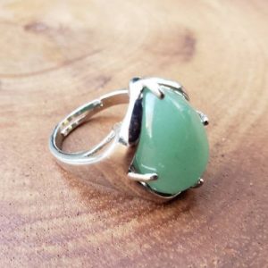 Green Aventurine Crystal Ring – Handmade Adjustable Crystal Ring – Earthy Statement Ring For Women – Spiritual Positive Good Luck Energy | Natural genuine Gemstone rings, simple unique handcrafted gemstone rings. #rings #jewelry #shopping #gift #handmade #fashion #style #affiliate #ad