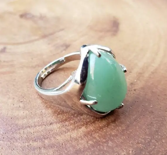 Green Aventurine Adjustable Crystal Ring - Lucky Ring - Creativity Ring - Prosperity Ring - Good Luck Ring - Green Gemstone Jewelry