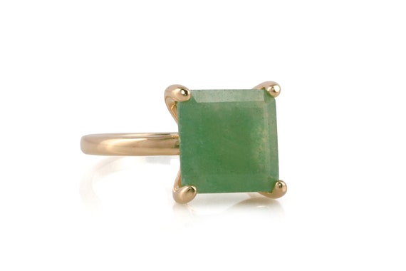 Green Aventurine Rose Gold Ring · 18k Gold Filled Ring · Everyday Fine Gemstone Ring · Pink Gold Stackable Ring