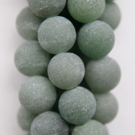 Genuine Matte Green Aventurine Beads - Round 10 Mm Gemstone Beads - Full Strand 15", 38 Beads, A Quality