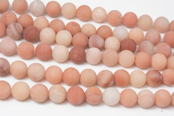 Matte Pink Aventurine Beads - Peach Aventurine Matte Round Jewelry Beads - Aventurine Beads Wholesale - 6-10mm Beads-15inch