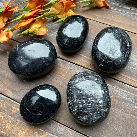 Black Tourmaline Crystal Palm Stones