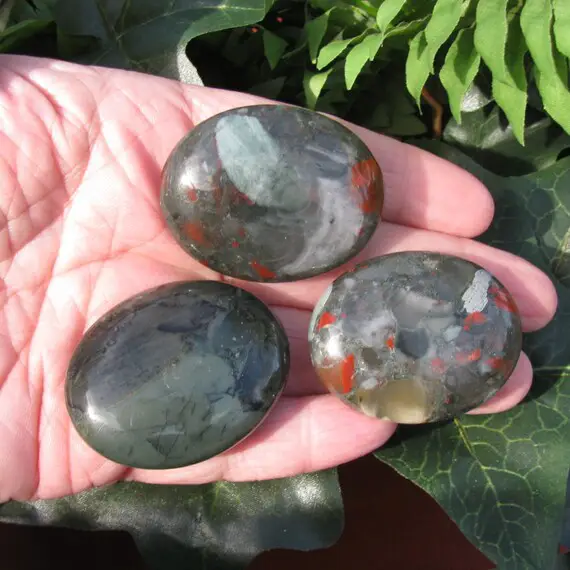 Bloodstone - Bloodstone Crystal - Palm Stones - Soap Stone - Natural Bloodstone - Healing Stone - Reiki Stone - Metaphysical Stone