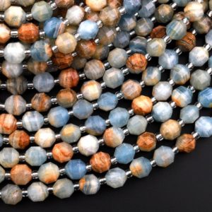 Faceted Natural Argentina Lemurian Aquatine Blue Calcite 8mm Rounded Prism Beads 15.5" Strand | Natural genuine faceted Calcite beads for beading and jewelry making.  #jewelry #beads #beadedjewelry #diyjewelry #jewelrymaking #beadstore #beading #affiliate #ad