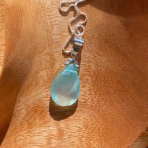 Shop Blue Chalcedony Pendants! Blue Chalcedony Pendant Necklace / Sterling Silver Chain | Natural genuine Blue Chalcedony pendants. Buy crystal jewelry, handmade handcrafted artisan jewelry for women.  Unique handmade gift ideas. #jewelry #beadedpendants #beadedjewelry #gift #shopping #handmadejewelry #fashion #style #product #pendants #affiliate #ad