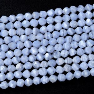 Shop Blue Lace Agate Faceted Beads! 5MM Natural Chalcedony Blue Lace Agate Gemstone Grade AA Star Cut Faceted Loose Beads (D140) | Natural genuine faceted Blue Lace Agate beads for beading and jewelry making.  #jewelry #beads #beadedjewelry #diyjewelry #jewelrymaking #beadstore #beading #affiliate #ad