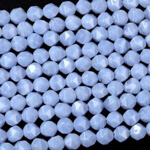 Shop Blue Lace Agate Faceted Beads! Natural Chalcedony Blue Lace Agate Gemstone Grade AAA Star Cut Faceted 5MM 6MM Loose Beads (D140) | Natural genuine faceted Blue Lace Agate beads for beading and jewelry making.  #jewelry #beads #beadedjewelry #diyjewelry #jewelrymaking #beadstore #beading #affiliate #ad