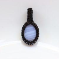 Blue Lace Agate Macrame Pendant, Natural Untreated Banded Agate Loose Stone, Healing Crystal, Polished Light Blue Crystal Pendant, Gemstone | Natural genuine Gemstone jewelry. Buy crystal jewelry, handmade handcrafted artisan jewelry for women.  Unique handmade gift ideas. #jewelry #beadedjewelry #beadedjewelry #gift #shopping #handmadejewelry #fashion #style #product #jewelry #affiliate #ad