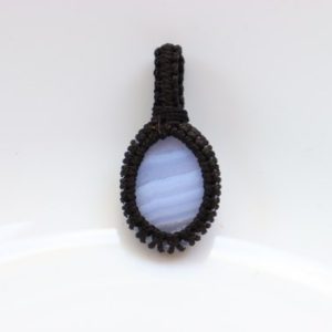 Shop Blue Lace Agate Pendants! Blue Lace Agate Macrame Pendant, Natural Untreated Banded Agate Loose Stone, Healing Crystal, Polished Light Blue Crystal Pendant, Gemstone | Natural genuine Blue Lace Agate pendants. Buy crystal jewelry, handmade handcrafted artisan jewelry for women.  Unique handmade gift ideas. #jewelry #beadedpendants #beadedjewelry #gift #shopping #handmadejewelry #fashion #style #product #pendants #affiliate #ad