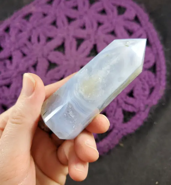 Blue Lace Agate Polished Point Healing Stones Generator Tower Crystal Self Standing Crystal Obelisk