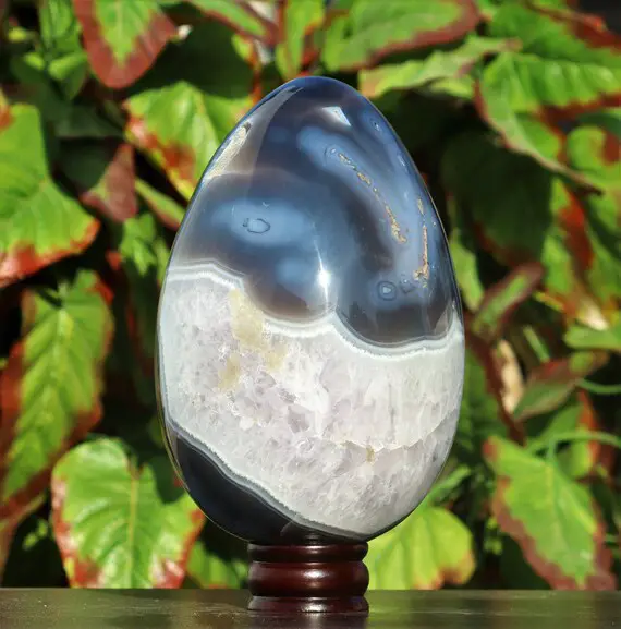 Huge 225mm Natural Blue Lace Agate Fregmented Membrane Agate Metaphysical Meditation Healing Power Egg