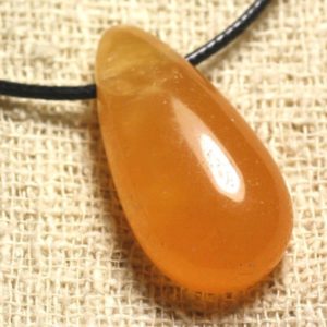 Collier Pendentif en Pierre – Calcite Jaune Orange Goutte 40mm | Natural genuine Calcite pendants. Buy crystal jewelry, handmade handcrafted artisan jewelry for women.  Unique handmade gift ideas. #jewelry #beadedpendants #beadedjewelry #gift #shopping #handmadejewelry #fashion #style #product #pendants #affiliate #ad
