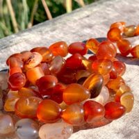 Carnelian Tumbled Stone Bracelet | Natural genuine Gemstone jewelry. Buy crystal jewelry, handmade handcrafted artisan jewelry for women.  Unique handmade gift ideas. #jewelry #beadedjewelry #beadedjewelry #gift #shopping #handmadejewelry #fashion #style #product #jewelry #affiliate #ad