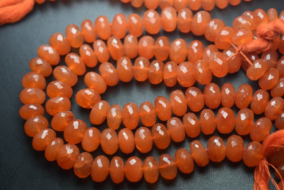 8 Inches Strand, Natural Carnelian Faceted Rondelles Shape Beads,size 11-10mm