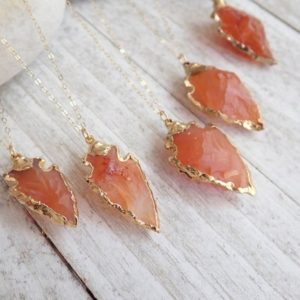 Shop Carnelian Necklaces! Carnelian Necklace Gold, Orange Carnelian Crystal Arrowhead Necklace Gold, Handmade July Birthstone ,Healing Stone Jewelry,Boho Gift for Her | Natural genuine Carnelian necklaces. Buy crystal jewelry, handmade handcrafted artisan jewelry for women.  Unique handmade gift ideas. #jewelry #beadednecklaces #beadedjewelry #gift #shopping #handmadejewelry #fashion #style #product #necklaces #affiliate #ad