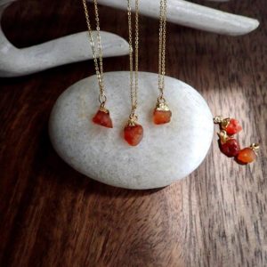 Dainty Natural Carnelian Necklace, Carnelian Jewelry, Orange Crystal Necklace,Small Raw Gemstone Necklace,Birthstone Gift,Gold Fill Necklace | Natural genuine Carnelian necklaces. Buy crystal jewelry, handmade handcrafted artisan jewelry for women.  Unique handmade gift ideas. #jewelry #beadednecklaces #beadedjewelry #gift #shopping #handmadejewelry #fashion #style #product #necklaces #affiliate #ad