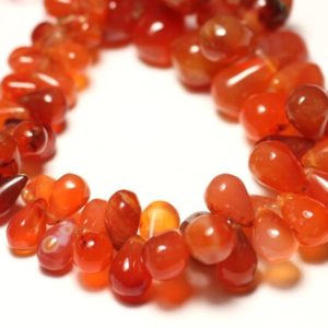 Shop Carnelian Bead Shapes! Fil 19cm 58pc env – Perles de Pierre – Cornaline gouttes dégradées 6-18mm N5 – 8741140022836 | Natural genuine other-shape Carnelian beads for beading and jewelry making.  #jewelry #beads #beadedjewelry #diyjewelry #jewelrymaking #beadstore #beading #affiliate #ad