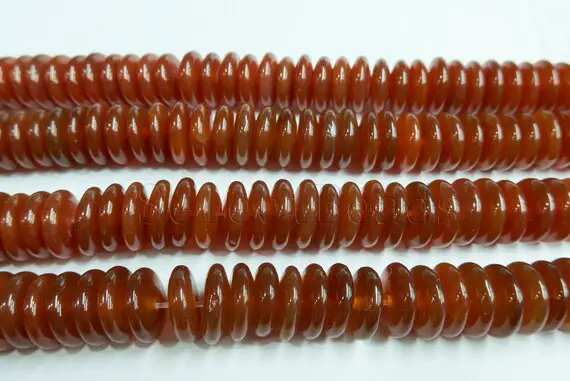 Red Carnelian Abacus Beads - Red Gemstone Spacer Beads - 2x8mm Jewelry Beads - Red Jewelry Beads - Beading Material - 15 Inch
