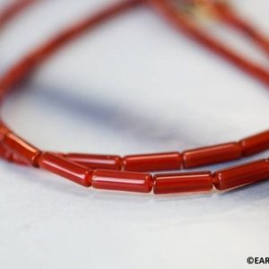 S/ Carnelian 4x13mm Tube beads 16" strand Dyed red carnelian gemstone beads for jewelry making | Natural genuine other-shape Gemstone beads for beading and jewelry making.  #jewelry #beads #beadedjewelry #diyjewelry #jewelrymaking #beadstore #beading #affiliate #ad