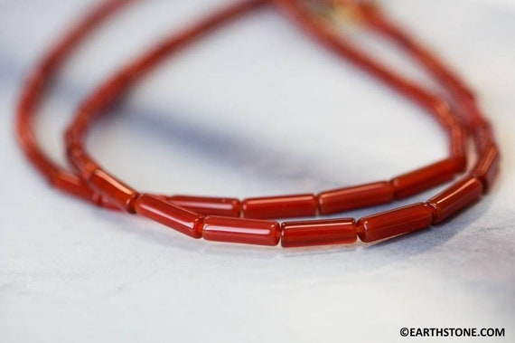 S/ Carnelian 4x13mm Tube Beads 16" Strand Dyed Red Carnelian Gemstone Beads For Jewelry Making