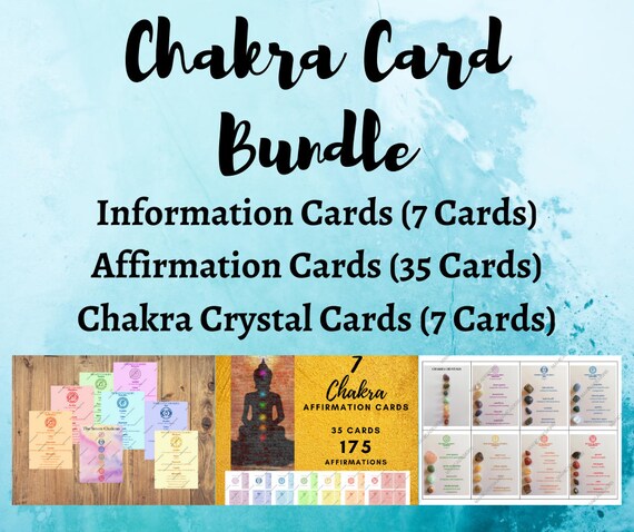 Printable Chakra Cards Bundle, Information, Affirmation, Crystal (pdf)