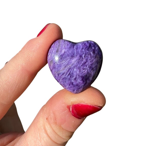 Charoite Stone Heart ~1" Grade Aaa Charoite Heart - Tumbled Charoite Stone Heart - Polished Charoite Palm Stone - Charoite Crystal Heart