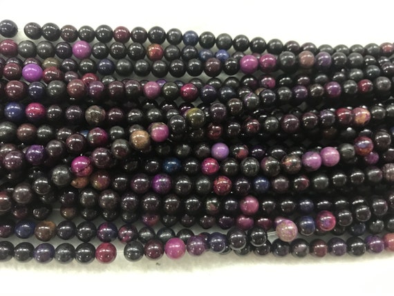 Chinese Sugilite 6mm Round Loose Black Purple Dyed Natural Beads 15 Inch Jewelry Supply Bracelet Necklace Material Support Wholesale