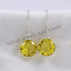 Shop Citrine Earrings! Natural Citrine Earring, Bezel Earring, 925 Sterling Silver, Yellow Stone Earring, Round Earring, November Birthstone, Gift for Mother | Natural genuine Citrine earrings. Buy crystal jewelry, handmade handcrafted artisan jewelry for women.  Unique handmade gift ideas. #jewelry #beadedearrings #beadedjewelry #gift #shopping #handmadejewelry #fashion #style #product #earrings #affiliate #ad