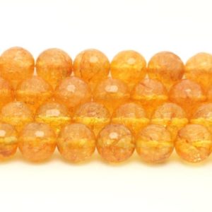 Shop Citrine Faceted Beads! 1 strand 39cm stone beads – Citrine faceted balls 10mm | Natural genuine faceted Citrine beads for beading and jewelry making.  #jewelry #beads #beadedjewelry #diyjewelry #jewelrymaking #beadstore #beading #affiliate #ad