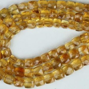 Shop Citrine Faceted Beads! Natural, 8 inch long strand faceted Citrine Cubes briolette beads, 7–8 mm app, citrine gemstone, wholesale, custom | Natural genuine faceted Citrine beads for beading and jewelry making.  #jewelry #beads #beadedjewelry #diyjewelry #jewelrymaking #beadstore #beading #affiliate #ad