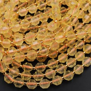 Shop Citrine Beads! Natural Golden Citrine 8mm Beads Faceted Energy Prism Double Terminated Points 15.5" Strand | Natural genuine beads Citrine beads for beading and jewelry making.  #jewelry #beads #beadedjewelry #diyjewelry #jewelrymaking #beadstore #beading #affiliate #ad
