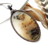 Russian Dendrite Agate Necklace / Agate Jewelry / Mom Gifts / Grandmother Gift / Macrame Necklace / Healing Gemstone Jewelry / Free Shipping | Natural genuine Gemstone jewelry. Buy crystal jewelry, handmade handcrafted artisan jewelry for women.  Unique handmade gift ideas. #jewelry #beadedjewelry #beadedjewelry #gift #shopping #handmadejewelry #fashion #style #product #jewelry #affiliate #ad