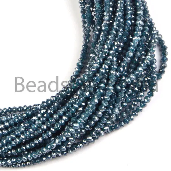 1.7-3mm Blue Diamond Faceted Rondelle Natural Beads,blue Diamond Faceted Beads,diamond Rondelle Beads, Natural Black Diamond Super Top Beads
