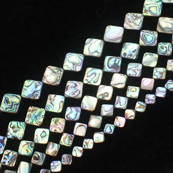 Abalone Shell Beads, Natural Gemstone Beads, Rainbow Flat Rhombus Beads For Jewelry Making 8mm 10mm 12mm 14mm 16mm 15''