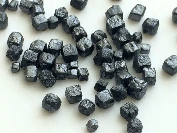 2-3mm Black Perfect Cube Rough Diamonds, Undrilled Natural Black Raw Diamond Box Bead, Loose Raw Uncut Diamond Cubes (5pc To 20pcs)