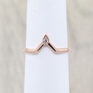 14K Diamond Chevron Wedding Band: Contour Ring, White Gold 14K Diamond Chevron Wedding Band: Contour Ring, White Gold