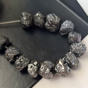 Shop Diamond Round Beads! 8-8.5mm Black Rough Diamond Beads, 2mm Large Hole Drilled Black Diamond, Loose Diamond, Black Diamond Round Beads (1Pc To 2Pc Options)-PDD54 | Natural genuine round Diamond beads for beading and jewelry making.  #jewelry #beads #beadedjewelry #diyjewelry #jewelrymaking #beadstore #beading #affiliate #ad