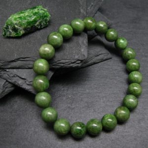 Shop Diopside Bracelets! Chrome Diopside Genuine Bracelet ~ 7 Inches  ~ 9mm Round Beads | Natural genuine Diopside bracelets. Buy crystal jewelry, handmade handcrafted artisan jewelry for women.  Unique handmade gift ideas. #jewelry #beadedbracelets #beadedjewelry #gift #shopping #handmadejewelry #fashion #style #product #bracelets #affiliate #ad