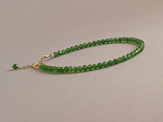 Chrome Diopside Bracelet, Green Gemstone  Jewelry, Gift For Her