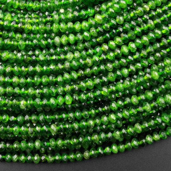 Genuine Natural Green Chrome Diopside Beads Faceted 3mm 4mm Rondelle Gemstone 15.5" Strand