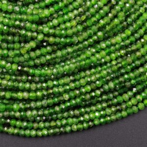 Real Genuine Natural Green Chrome Diopside Faceted 3x2mm Rondelle Gemstone Beads 15.5" Strand | Natural genuine faceted Diopside beads for beading and jewelry making.  #jewelry #beads #beadedjewelry #diyjewelry #jewelrymaking #beadstore #beading #affiliate #ad